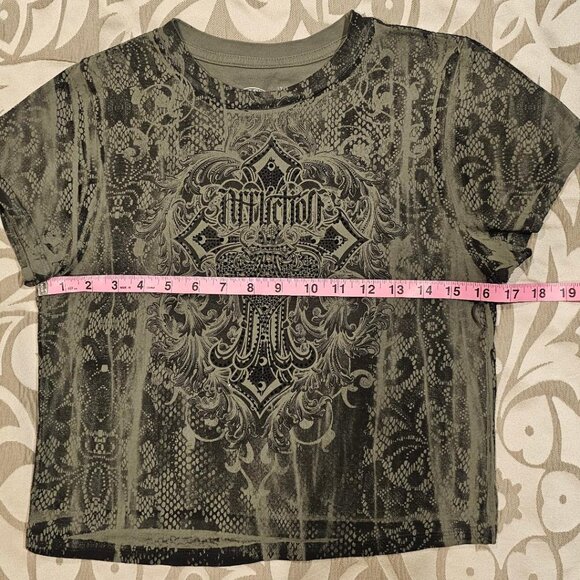 Affliction Baby Doll Tee - Grey/Green (Never Worn) - Picture 2 of 5